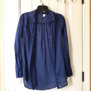 Casual Dark Blue Button Up